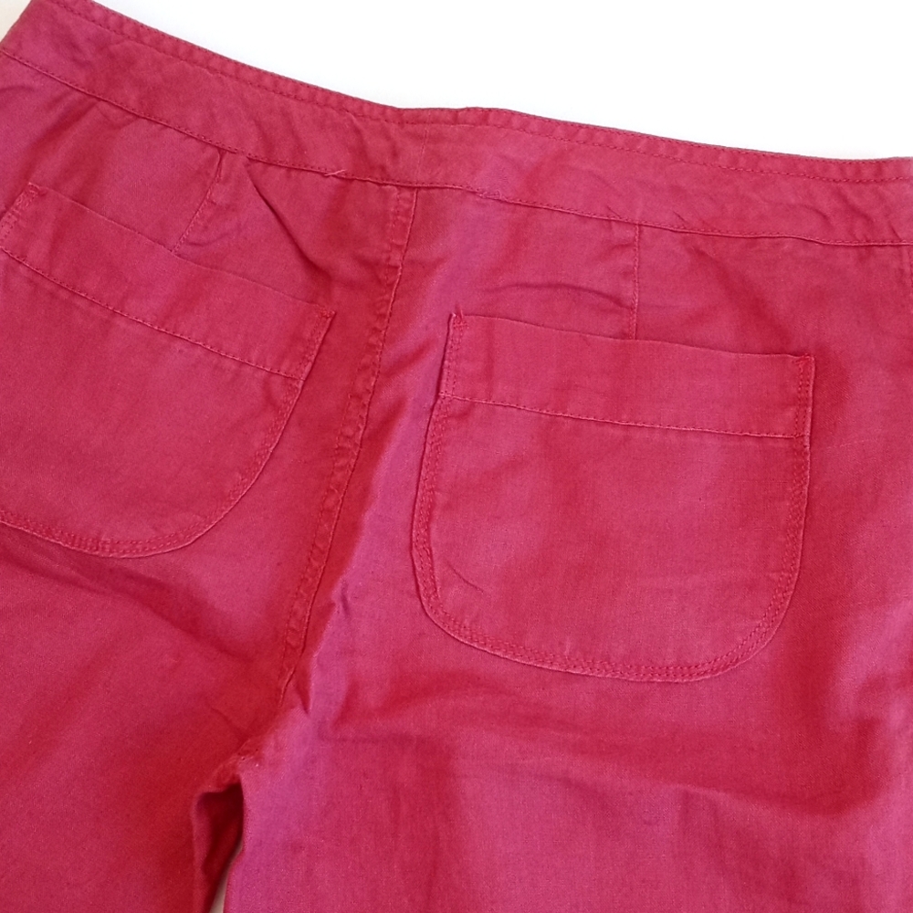 Cynthia Rowley Muted Red Casual 100% Linen Flair Boot Cut Leg Pants 6 - Picture 5 of 9